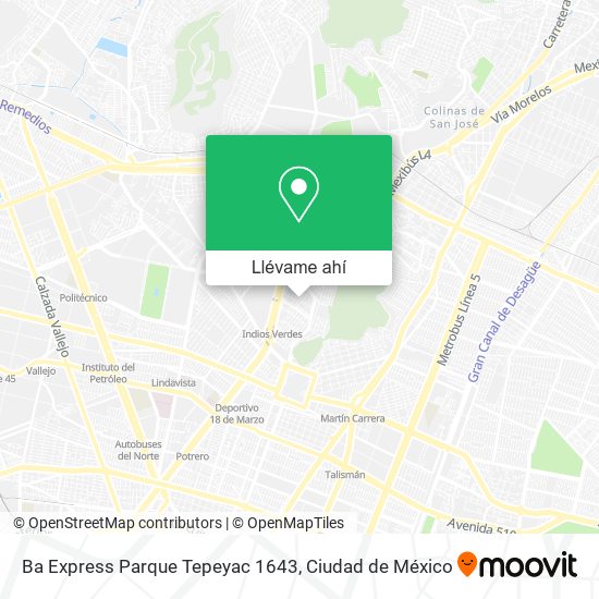 Mapa de Ba Express Parque Tepeyac 1643