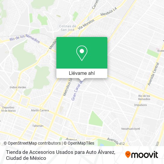 Mapa de Tienda de Accesorios Usados para Auto Álvarez