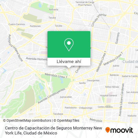 Mapa de Centro de Capacitación de Seguros Monterrey New York Life