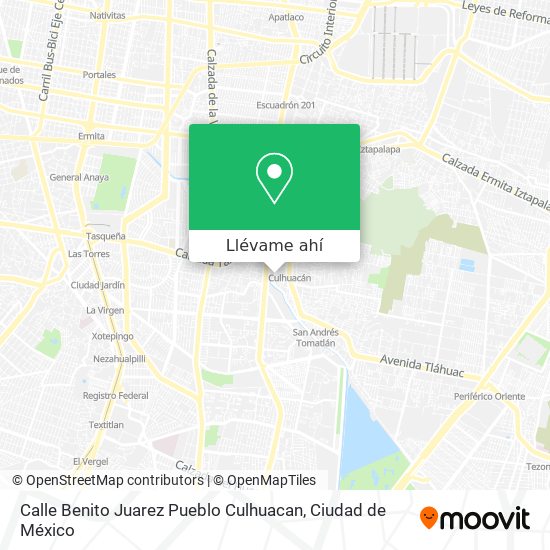 Mapa de Calle Benito Juarez Pueblo Culhuacan
