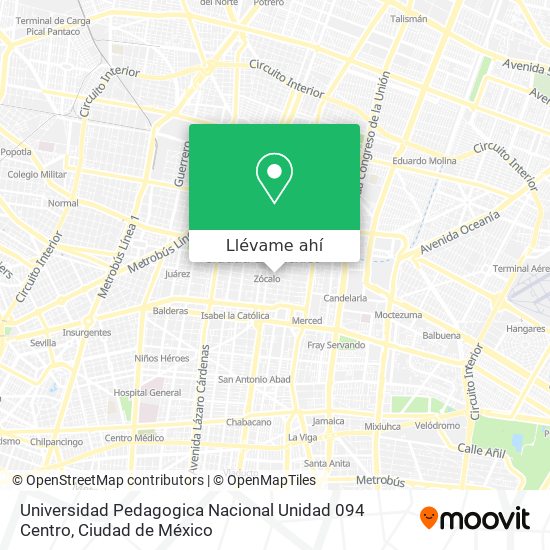 Mapa de Universidad Pedagogica Nacional Unidad 094 Centro
