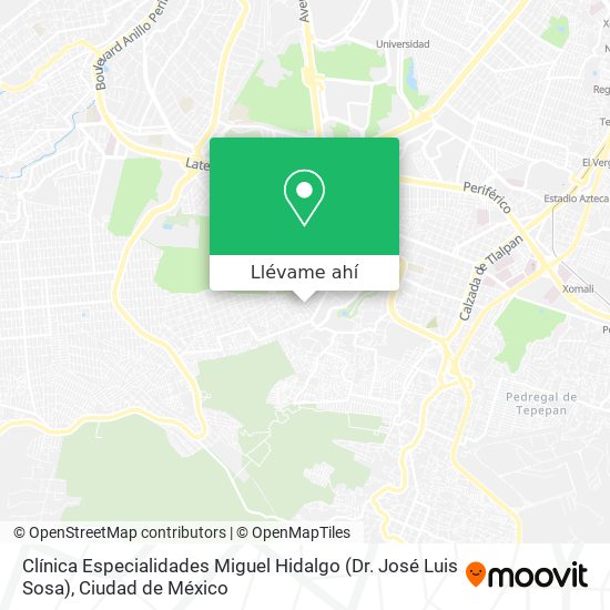 Mapa de Clínica Especialidades Miguel Hidalgo (Dr. José Luis Sosa)