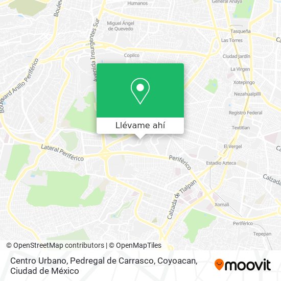 Mapa de Centro Urbano, Pedregal de Carrasco, Coyoacan