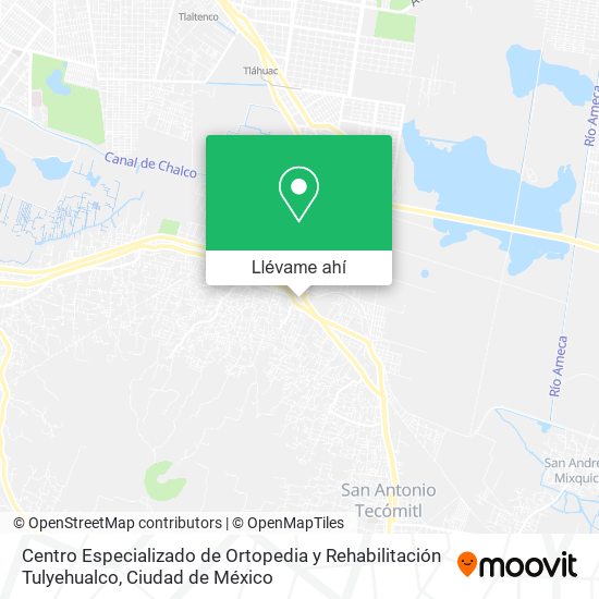 Mapa de Centro Especializado de Ortopedia y Rehabilitación Tulyehualco