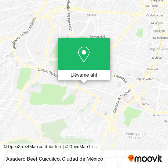 Mapa de Asadero Beef Cuicuilco