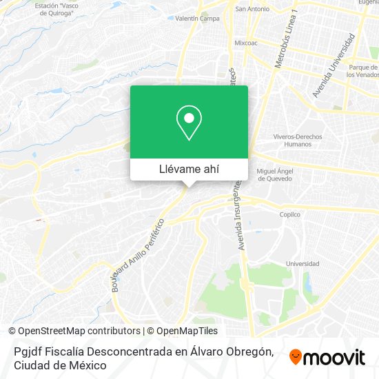 Mapa de Pgjdf Fiscalía Desconcentrada en Álvaro Obregón