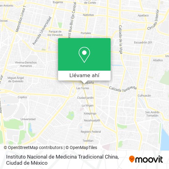 Mapa de Instituto Nacional de Medicina Tradicional China
