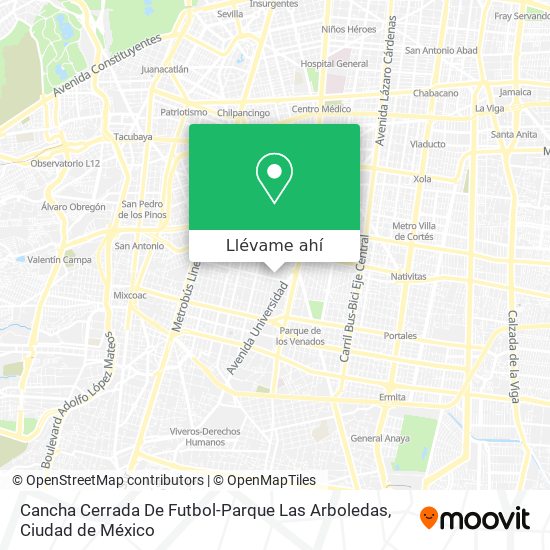 Mapa de Cancha Cerrada De Futbol-Parque Las Arboledas