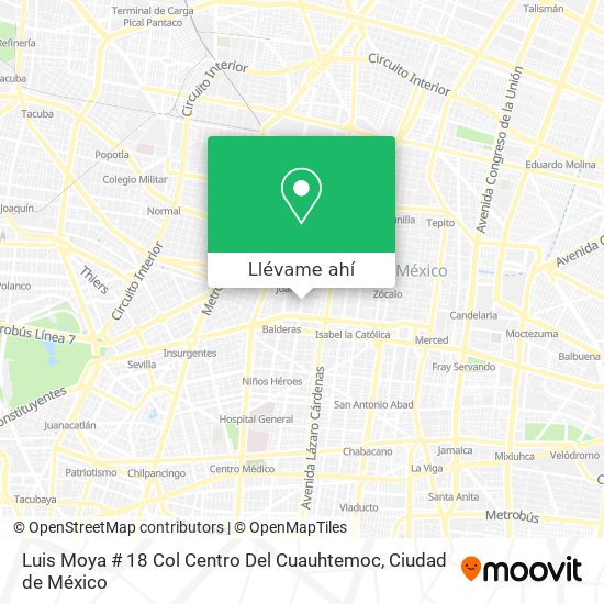 Mapa de Luis Moya # 18 Col Centro Del Cuauhtemoc