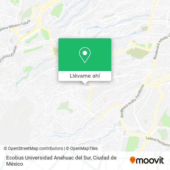 Mapa de Ecobus Universidad Anahuac del Sur
