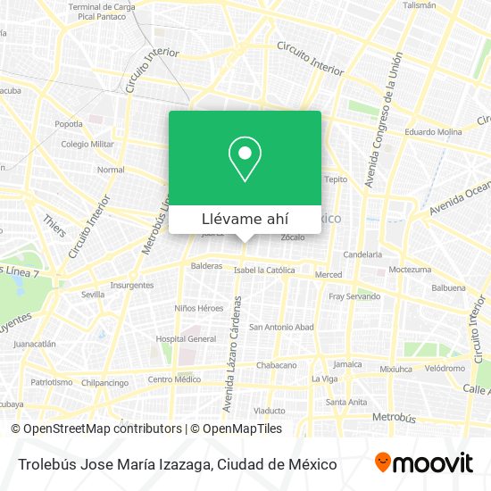 Mapa de Trolebús Jose María Izazaga