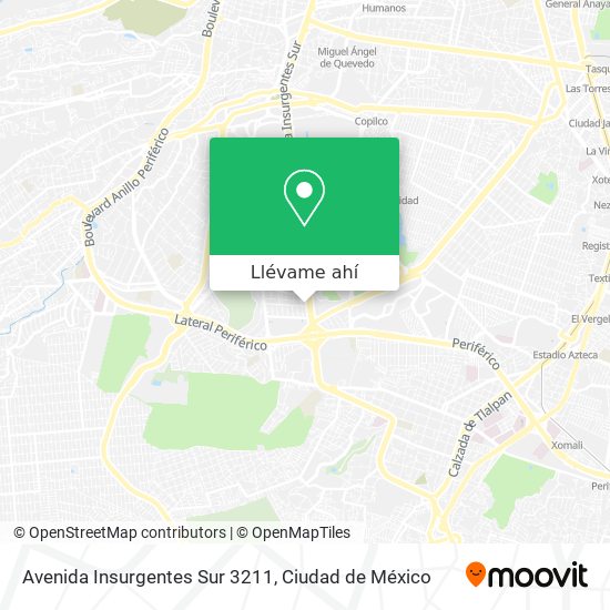  Cómo llegar a Avenida Insurgentes Sur 3211 en Alvaro Obregón en Autobús o  Metro?
