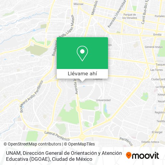 Mapa de UNAM, Dirección General de Orientación y Atención Educativa (DGOAE)