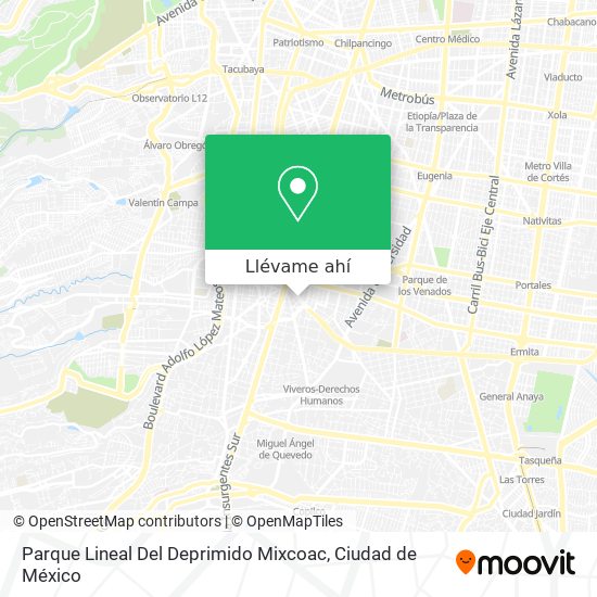 Mapa de Parque Lineal Del Deprimido Mixcoac