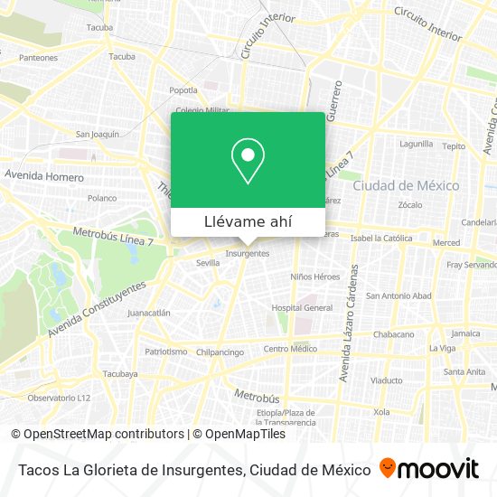 Mapa de Tacos La Glorieta de Insurgentes