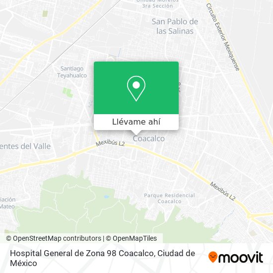 Mapa de Hospital General de Zona 98 Coacalco