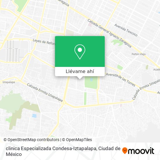Mapa de clinica Especializada Condesa-Iztapalapa