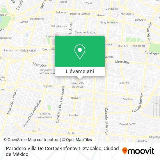 Mapa de Paradero Villa De Cortés-Infonavit Iztacalco