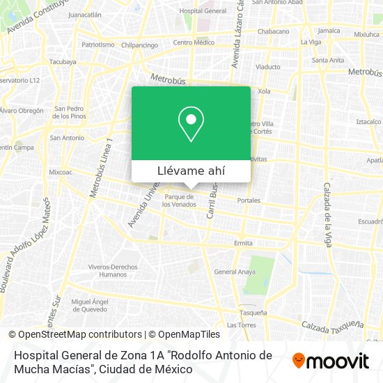 Mapa de Hospital General de Zona 1A "Rodolfo Antonio de Mucha Macías"