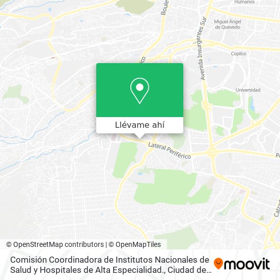 Mapa de Comisión Coordinadora de Institutos Nacionales de Salud y Hospitales de Alta Especialidad.