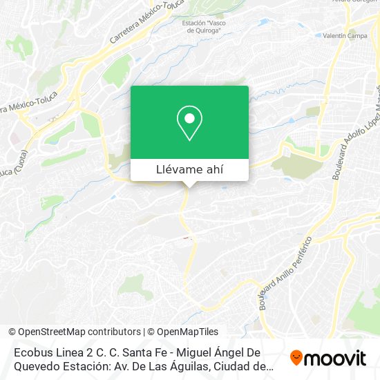 Mapa de Ecobus Linea 2 C. C. Santa Fe - Miguel Ángel De Quevedo Estación: Av. De Las Águilas