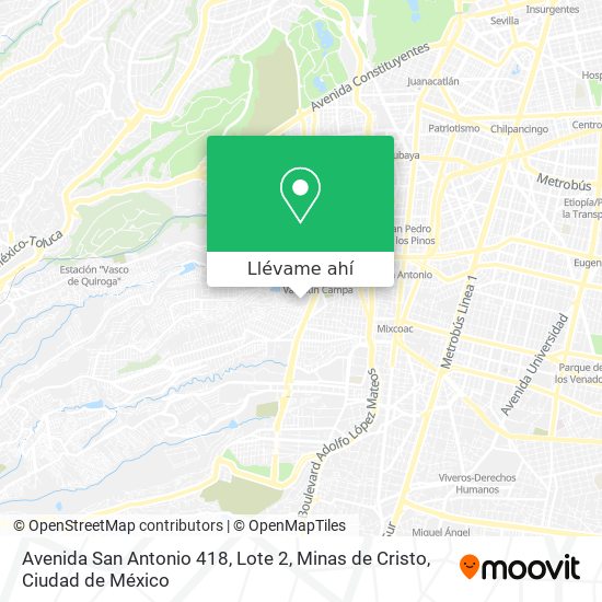 Mapa de Avenida San Antonio 418, Lote 2, Minas de Cristo