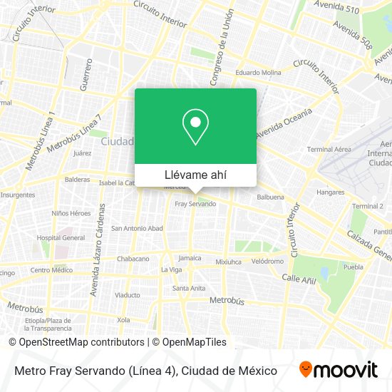 Mapa de Metro Fray Servando (Línea 4)