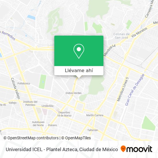 Mapa de Universidad ICEL - Plantel Azteca