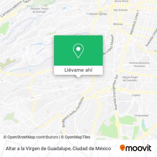 Mapa de Altar a la Virgen de Guadalupe