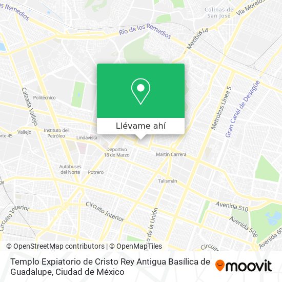 Mapa de Templo Expiatorio de Cristo Rey Antigua Basílica  de Guadalupe