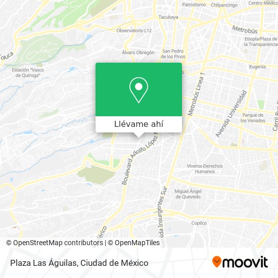 Cómo llegar a Plaza Las Águilas en Miguel Hidalgo en Autobús o Metro?