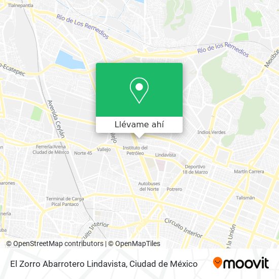 Mapa de El Zorro Abarrotero Lindavista