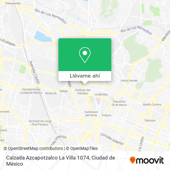 Mapa de Calzada Azcapotzalco La Villa 1074