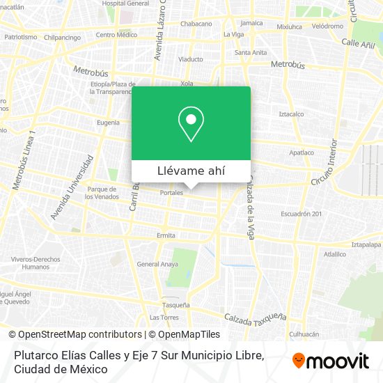 Mapa de Plutarco Elías Calles y Eje 7 Sur Municipio Libre