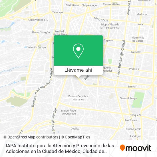 Mapa de IAPA Instituto para la Atención y Prevención de las Adicciones en la Ciudad de México