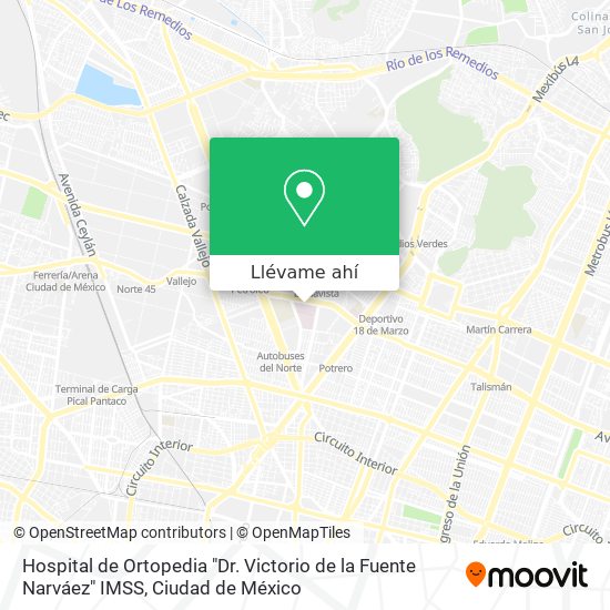 Mapa de Hospital de Ortopedia "Dr. Victorio de la Fuente Narváez" IMSS