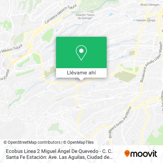Mapa de Ecobus Linea 2 Miguel Ángel De Quevedo - C. C. Santa Fe Estación: Ave. Las Aguilas