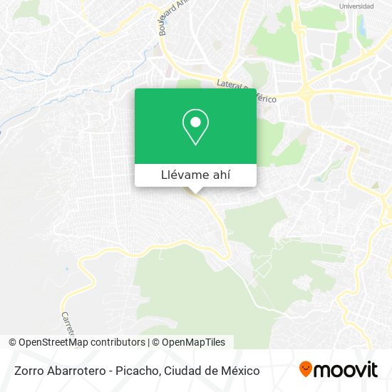Mapa de Zorro Abarrotero - Picacho