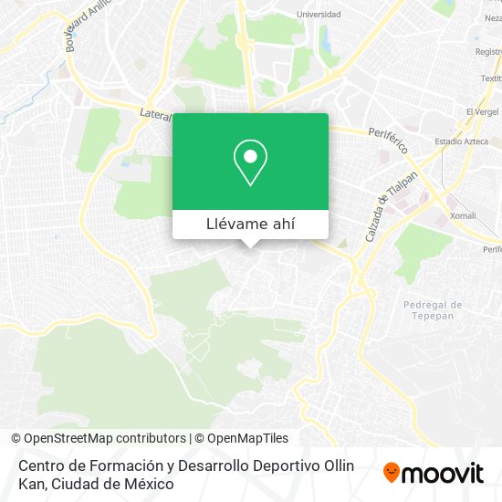 Mapa de Centro de Formación y Desarrollo Deportivo Ollin Kan