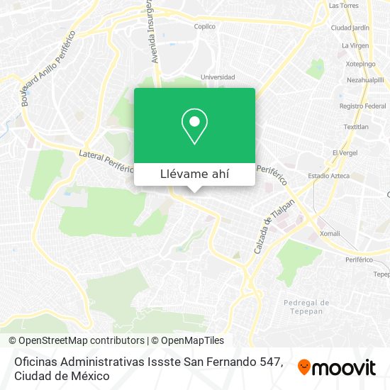 Mapa de Oficinas Administrativas Issste San Fernando 547