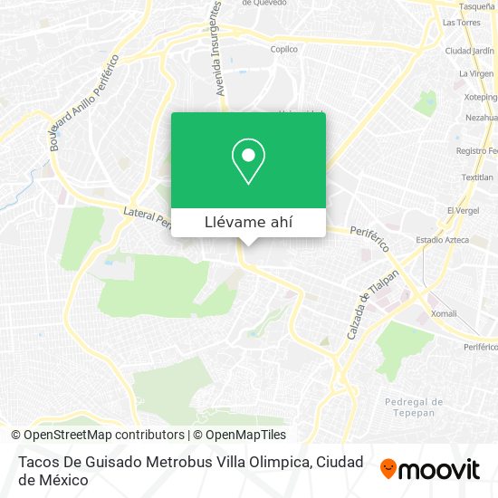 Mapa de Tacos De Guisado Metrobus Villa Olimpica