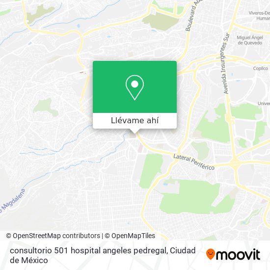 Mapa de consultorio 501 hospital angeles pedregal