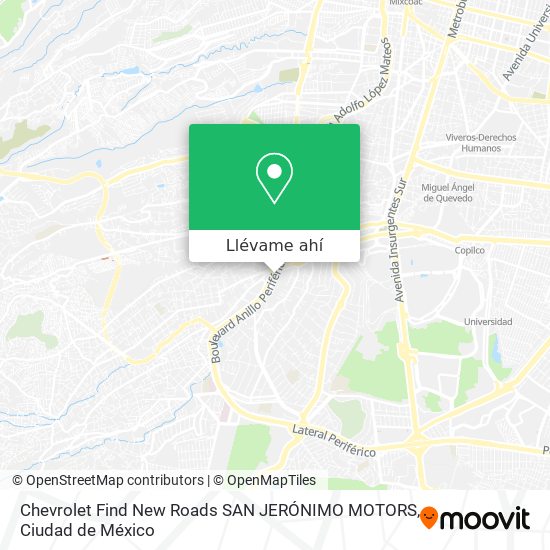 Mapa de Chevrolet Find New Roads SAN JERÓNIMO MOTORS