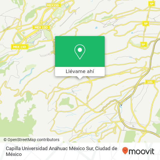 Mapa de Capilla Universidad Anáhuac México Sur