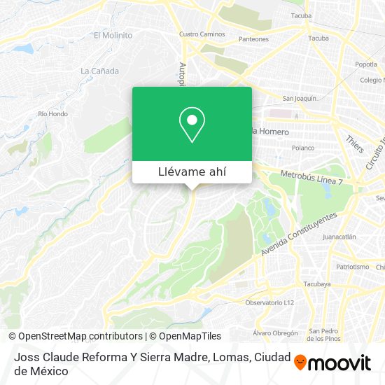 Mapa de Joss Claude Reforma Y Sierra Madre, Lomas
