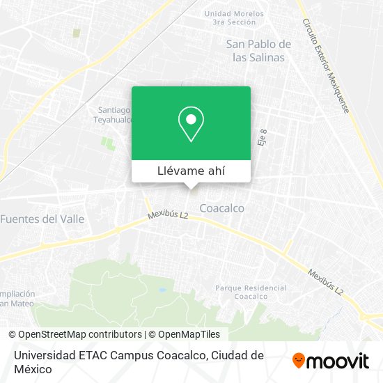 Mapa de Universidad ETAC Campus Coacalco