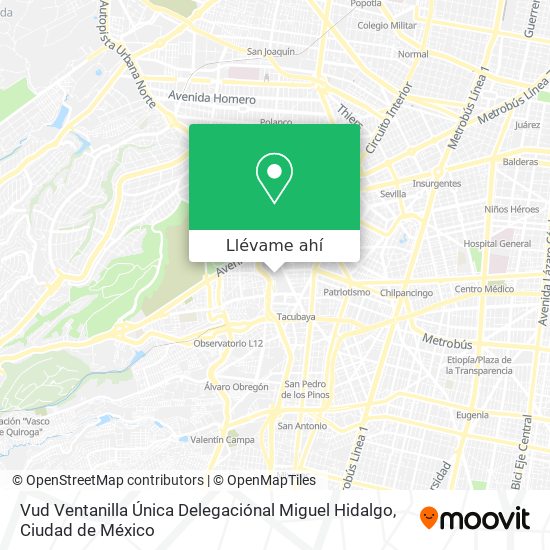 Mapa de Vud Ventanilla Única Delegaciónal Miguel Hidalgo