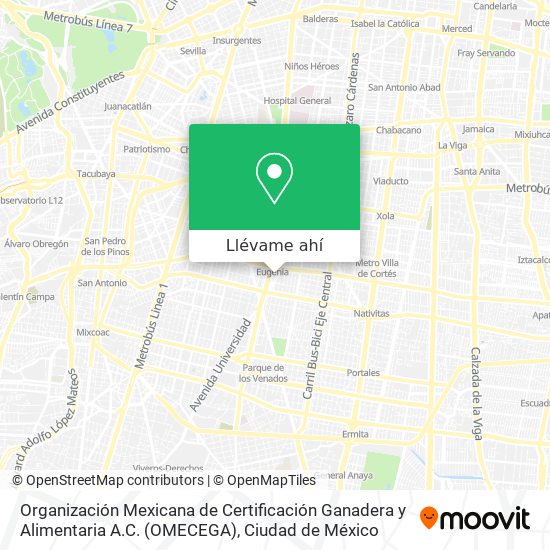 Mapa de Organización Mexicana de Certificación Ganadera y Alimentaria A.C. (OMECEGA)