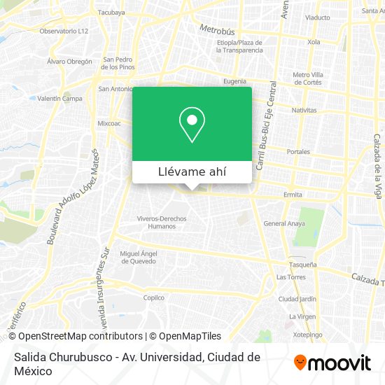 Mapa de Salida Churubusco - Av. Universidad