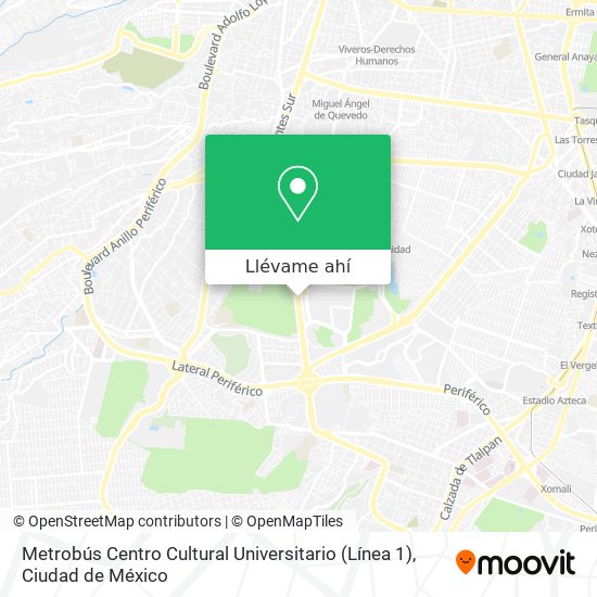 Mapa de Metrobús Centro Cultural Universitario (Línea 1)